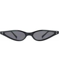 Oval Skinny Oval Cateye Sunglasses Womens Small Thin Frame Retro Style Shades UV400 - Black - CF1950NQHQD $11.96