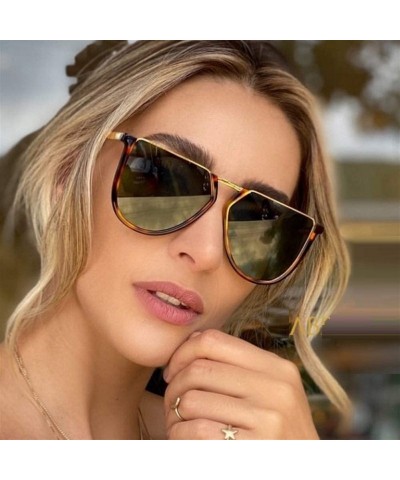 Cat Eye Women Trendy Half Frame Sunglasses Leopard Sexy Shades Cat Eye Sun Glasses Vintage Eyewear UV400 - CB19033WLAO $11.82