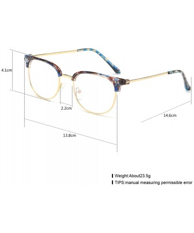 Oval Plastic Flat Oval Lens Retro Eyewear - Blue Frame - CS184KR44WK $11.85