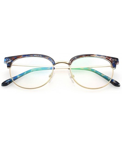 Oval Plastic Flat Oval Lens Retro Eyewear - Blue Frame - CS184KR44WK $11.85