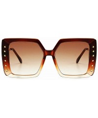 Square Sunglasses Designer Oversized Glasses Diamond - Brown - CZ18WOY427C $11.67