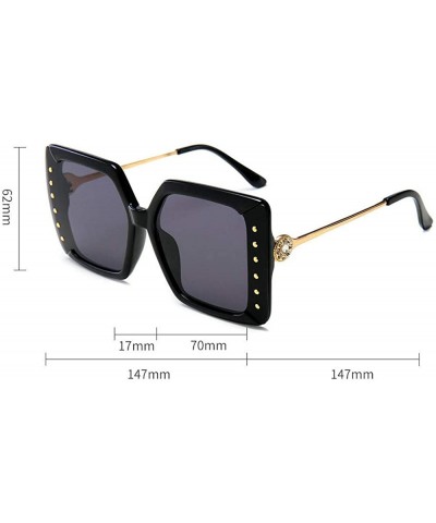 Square Sunglasses Designer Oversized Glasses Diamond - Brown - CZ18WOY427C $11.67