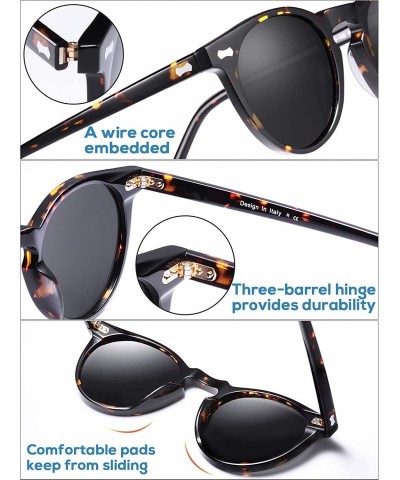Rectangular Classic Polarized Sunglasses for Men UV400 Protection Outdoor Glasses CA5288L - Grey Lens Tortoise Frame - CS187H...