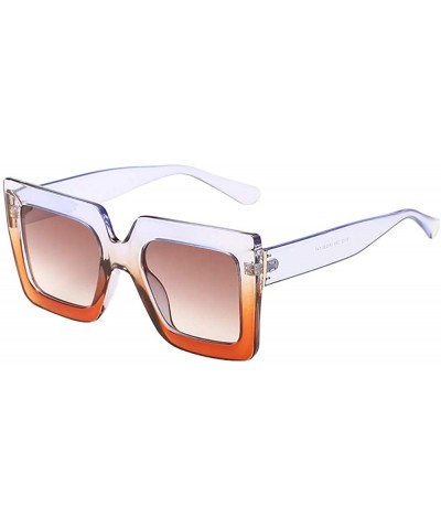 Square Women Man Square Big Frame Sunglasses Eyewear Retro Unisex Fashion Sunglasses - B - CC18SW2AER0 $18.55