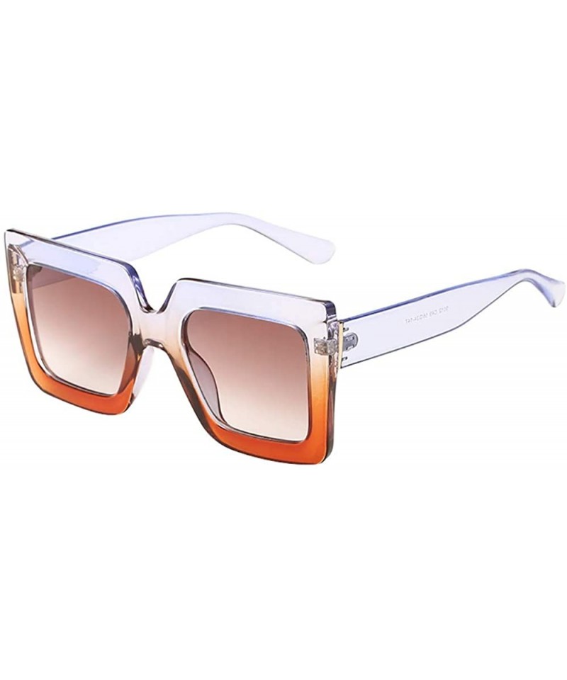 Square Women Man Square Big Frame Sunglasses Eyewear Retro Unisex Fashion Sunglasses - B - CC18SW2AER0 $7.23