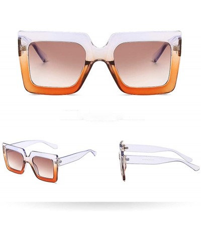 Square Women Man Square Big Frame Sunglasses Eyewear Retro Unisex Fashion Sunglasses - B - CC18SW2AER0 $7.23