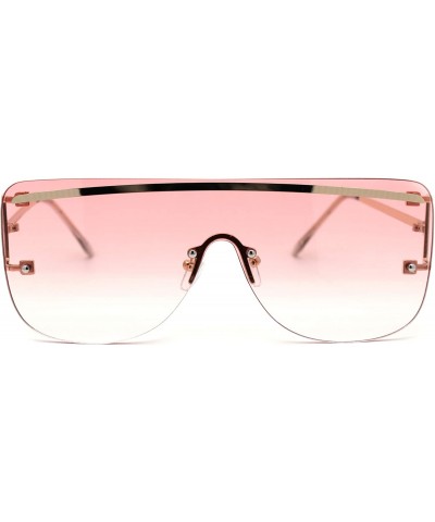 Oversized Womens Rimless Oversize Flat Top Mafia Chic Sunglasses - Gold Pink - CI1932XSSQU $22.46