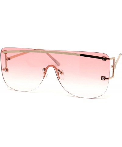 Oversized Womens Rimless Oversize Flat Top Mafia Chic Sunglasses - Gold Pink - CI1932XSSQU $13.85