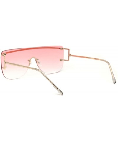 Oversized Womens Rimless Oversize Flat Top Mafia Chic Sunglasses - Gold Pink - CI1932XSSQU $13.85