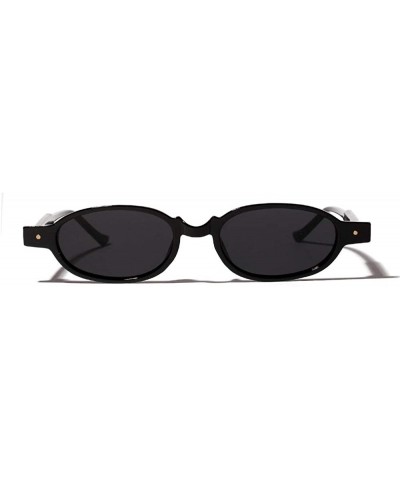 Goggle Fashion Small Oval Punk Frame Chic Unisex Rectangular Sunglasses - Black - CG18LIMDYC4 $10.88