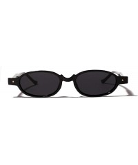 Goggle Fashion Small Oval Punk Frame Chic Unisex Rectangular Sunglasses - Black - CG18LIMDYC4 $10.88