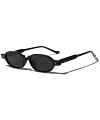 Goggle Fashion Small Oval Punk Frame Chic Unisex Rectangular Sunglasses - Black - CG18LIMDYC4 $10.88