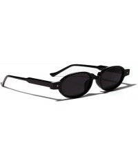 Goggle Fashion Small Oval Punk Frame Chic Unisex Rectangular Sunglasses - Black - CG18LIMDYC4 $10.88