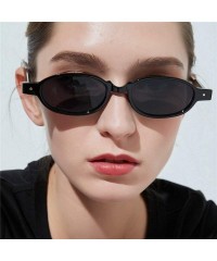 Goggle Fashion Small Oval Punk Frame Chic Unisex Rectangular Sunglasses - Black - CG18LIMDYC4 $10.88