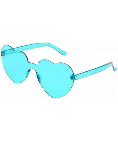 Wrap Love Heart Shaped Sunglasses Women PC Frame Resin Lens Sunglasses UV400 Sunglass - Sky Blue - CB199Y2NMCK $10.22