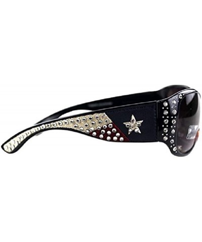 Rectangular Texas Flag Patriotic Lone Star USA Rhinestone Sunglasses Jp Red Blue Black - CL185WEMG7K $18.62