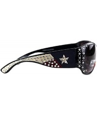 Rectangular Texas Flag Patriotic Lone Star USA Rhinestone Sunglasses Jp Red Blue Black - CL185WEMG7K $18.62