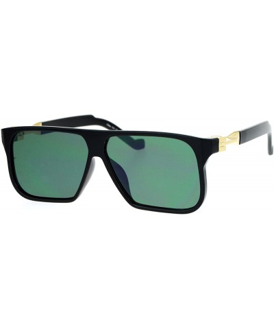 Square Mens Futuristic Fashion Sunglasses Flat Top Flat Lens Square Frame UV 400 - Black - CY186KTIIYM $8.26