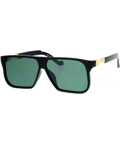Square Mens Futuristic Fashion Sunglasses Flat Top Flat Lens Square Frame UV 400 - Black - CY186KTIIYM $20.26
