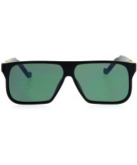 Square Mens Futuristic Fashion Sunglasses Flat Top Flat Lens Square Frame UV 400 - Black - CY186KTIIYM $8.26