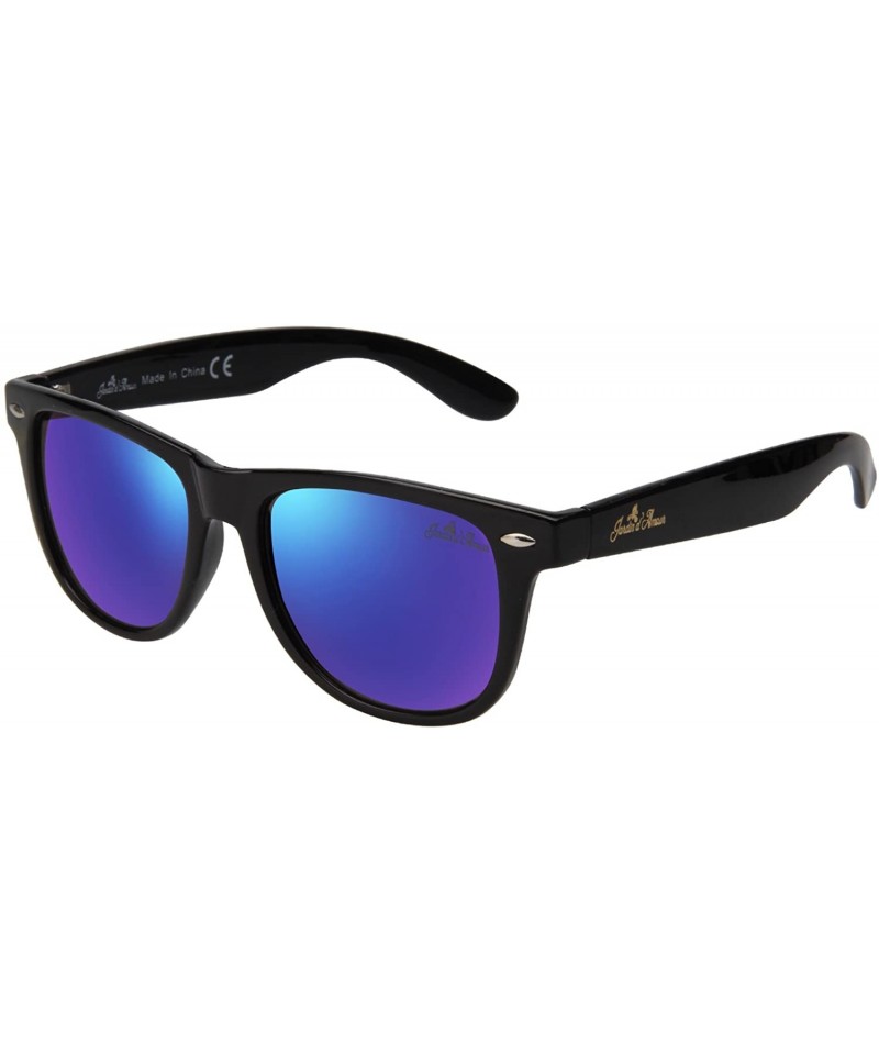 Oversized Designer Men Sunglasses Women Vintage Sun Glasses JS2101 - Black Frame Blue Lens - CW12N85TKYC $14.61