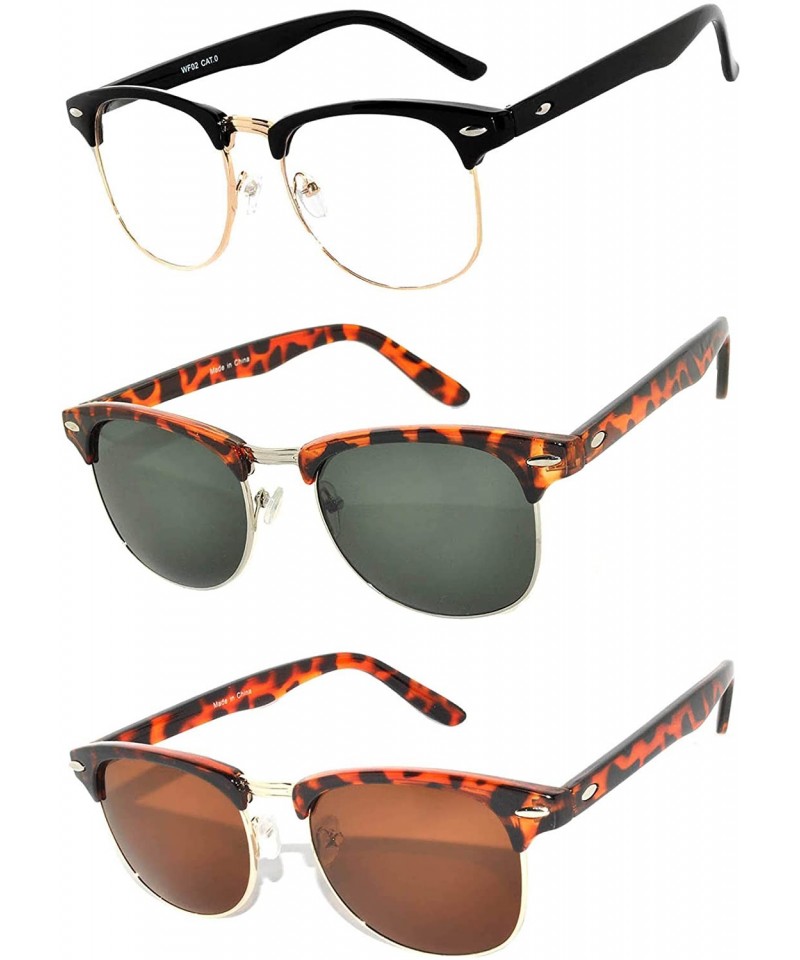 Rimless Half Frame Horned Rim Sunglasses Fashion UV Protection Brand - Half_frame_3p_mix_o - C717XQ98ZRE $14.86