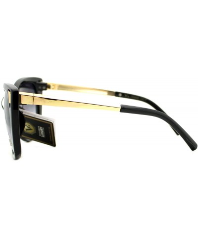 Square Womens Fashion Sunglasses Square Butterfly Designer Style Frame UV 400 - Black Gold (Smoke) - C9188HLL9LS $7.53