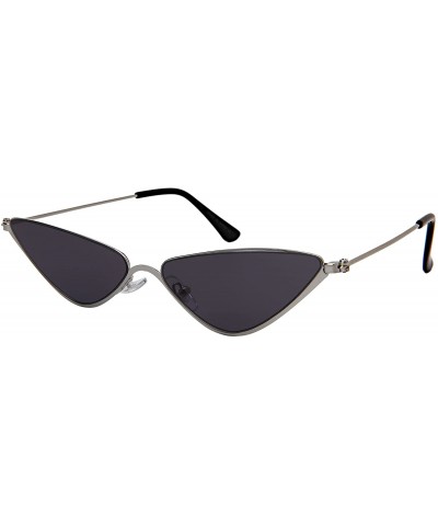 Oversized Metal Oversized Cateye Women Sunglasses Flat Tinted Lens 3193-FLSD - Silver Frame/Gray Lens - CB18G6D6HHG $17.67