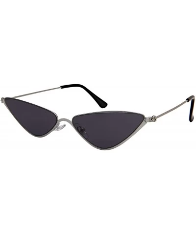 Oversized Metal Oversized Cateye Women Sunglasses Flat Tinted Lens 3193-FLSD - Silver Frame/Gray Lens - CB18G6D6HHG $18.16