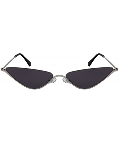 Oversized Metal Oversized Cateye Women Sunglasses Flat Tinted Lens 3193-FLSD - Silver Frame/Gray Lens - CB18G6D6HHG $10.17