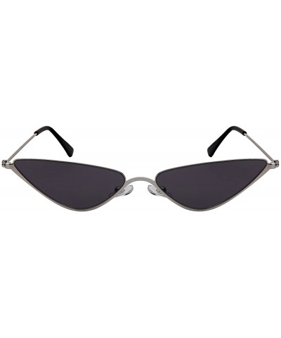 Oversized Metal Oversized Cateye Women Sunglasses Flat Tinted Lens 3193-FLSD - Silver Frame/Gray Lens - CB18G6D6HHG $10.17