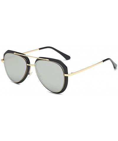 Aviator Trendy men and women two-tone sunglasses retro sunglasses - Mercury Reflective Color - C918HCNG3O7 $22.38