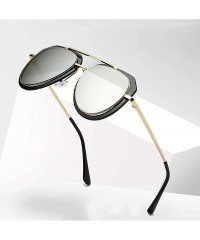 Aviator Trendy men and women two-tone sunglasses retro sunglasses - Mercury Reflective Color - C918HCNG3O7 $22.38