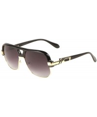 Square Flat Top Rounded Square Frame Art Deco Sunglasses - Black - CS198D0UXU6 $17.80
