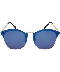 Oval Cat Eye Sunglasses with Spring Hinge and Flat Colored Mirror Lens 3115S-FLREV - Gold - CO183LQE5S0 $10.88