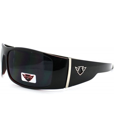 Sport Insignia Optics Classic Men's Thick Temple Warp Around Biker Style Sunglasses - Black Red - CN11D2XK73J $8.26