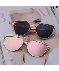 Cat Eye Cat Eye Women Sunglasses Fashion Mirrored Lens Metal Frame Sun Glass - Metal Silver Frame Silver Lens - CW1999D5ODR $...