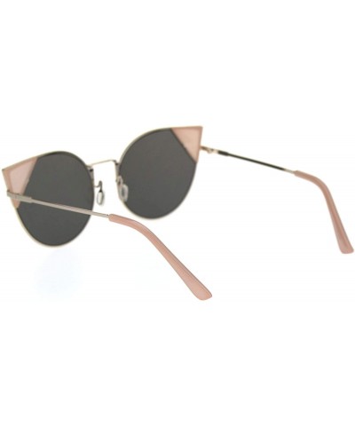 Oversized Womens Round Colored Mirror Lens Oversize Cat Eye Metal Rim Sunglasses - Peach Silver Mirror - CC18R5AU303 $20.12