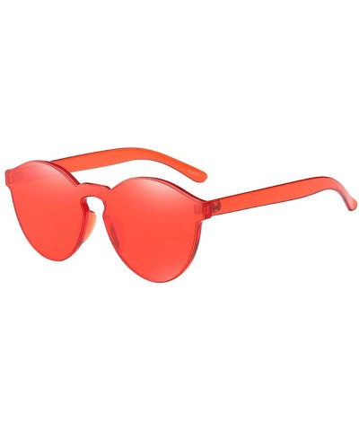 Aviator Women Fashion Cat Eye Shades Sunglasses Integrated UV Candy Colored Glasses - Red - CE1947UWXTO $18.26