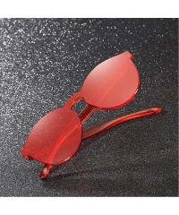 Aviator Women Fashion Cat Eye Shades Sunglasses Integrated UV Candy Colored Glasses - Red - CE1947UWXTO $9.01