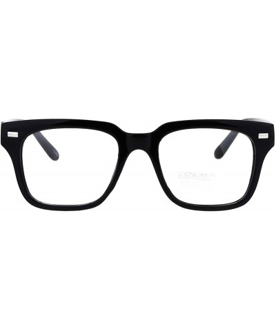 Rectangular Mens Luxury Designer Horned Rim Hipster Nerdy Clear Lens Eye Glasses - Black - CY17YII7KE9 $17.85