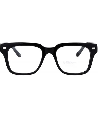 Rectangular Mens Luxury Designer Horned Rim Hipster Nerdy Clear Lens Eye Glasses - Black - CY17YII7KE9 $18.34