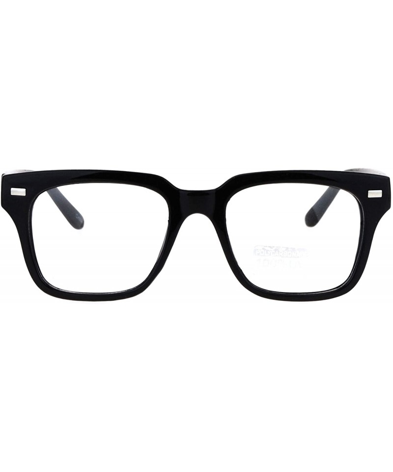 Rectangular Mens Luxury Designer Horned Rim Hipster Nerdy Clear Lens Eye Glasses - Black - CY17YII7KE9 $10.51