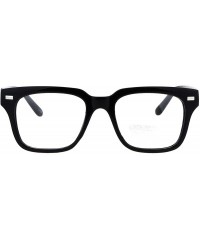 Rectangular Mens Luxury Designer Horned Rim Hipster Nerdy Clear Lens Eye Glasses - Black - CY17YII7KE9 $10.51