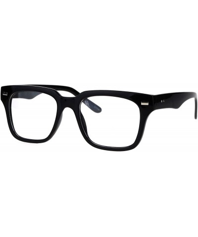 Rectangular Mens Luxury Designer Horned Rim Hipster Nerdy Clear Lens Eye Glasses - Black - CY17YII7KE9 $10.51