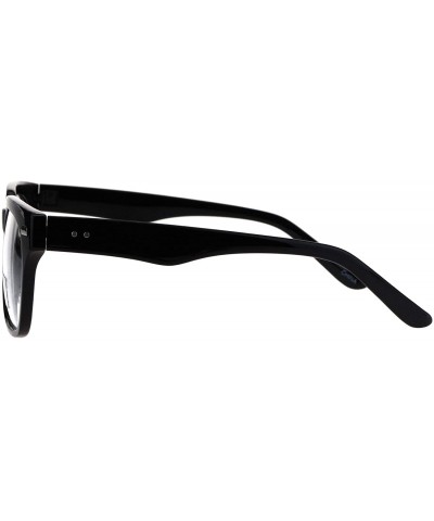 Rectangular Mens Luxury Designer Horned Rim Hipster Nerdy Clear Lens Eye Glasses - Black - CY17YII7KE9 $10.51