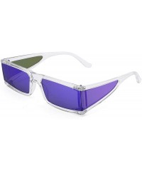 Rectangular Fashion Small Sunglasses Street Fashion Hiphop Swag Sun Glasses for Men Women - Blue/White - CC18WNEIO5L $8.73