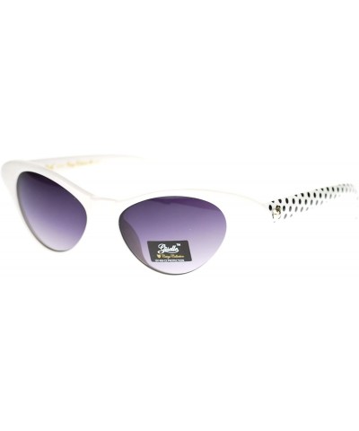 Oval Giselle Womens Narrow Small Face Cat Eye Retro Horn Rim Sunglasses - White - CT11O56189J $17.38