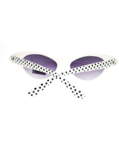 Oval Giselle Womens Narrow Small Face Cat Eye Retro Horn Rim Sunglasses - White - CT11O56189J $9.40