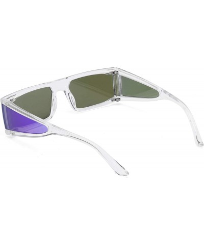 Rectangular Fashion Small Sunglasses Street Fashion Hiphop Swag Sun Glasses for Men Women - Blue/White - CC18WNEIO5L $20.83